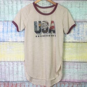 USA Ringer T Shirt Eagle Flag Stars Size Large